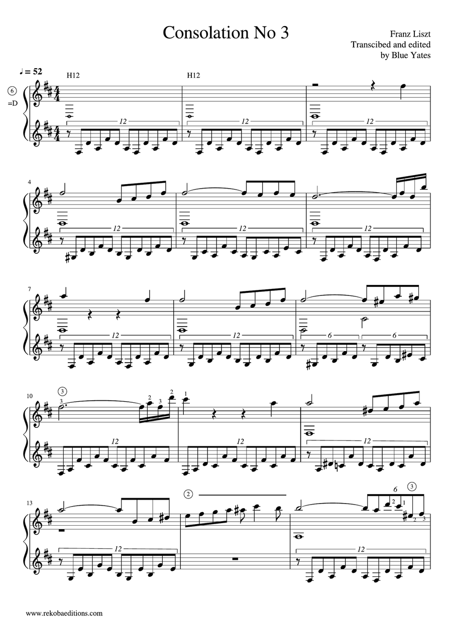 Consolation No 3 (Franz Liszt) Classical Guitar scores gallery preview page 1