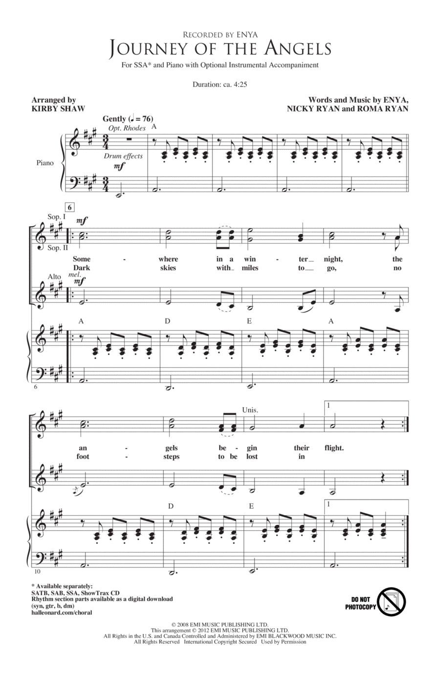 Journey Of The Angels Journey Of The Angels SSA scores gallery preview page 1