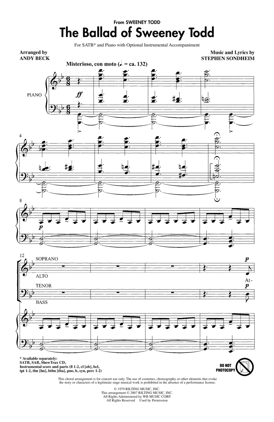 The Ballad Of Sweeney Todd 4-Part scores gallery preview page 1