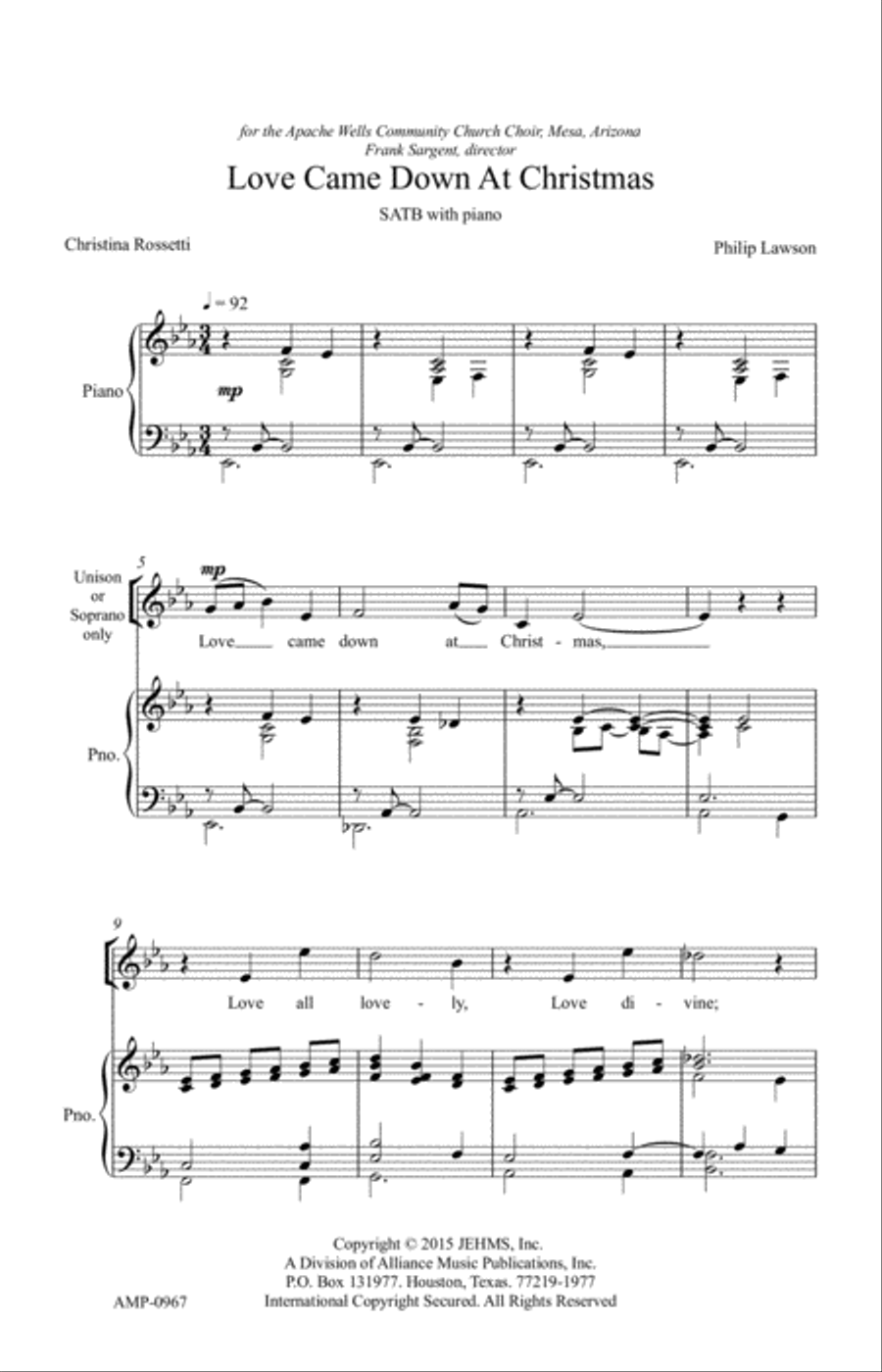 Love Came Down at Christmas 4-Part scores gallery preview page 2