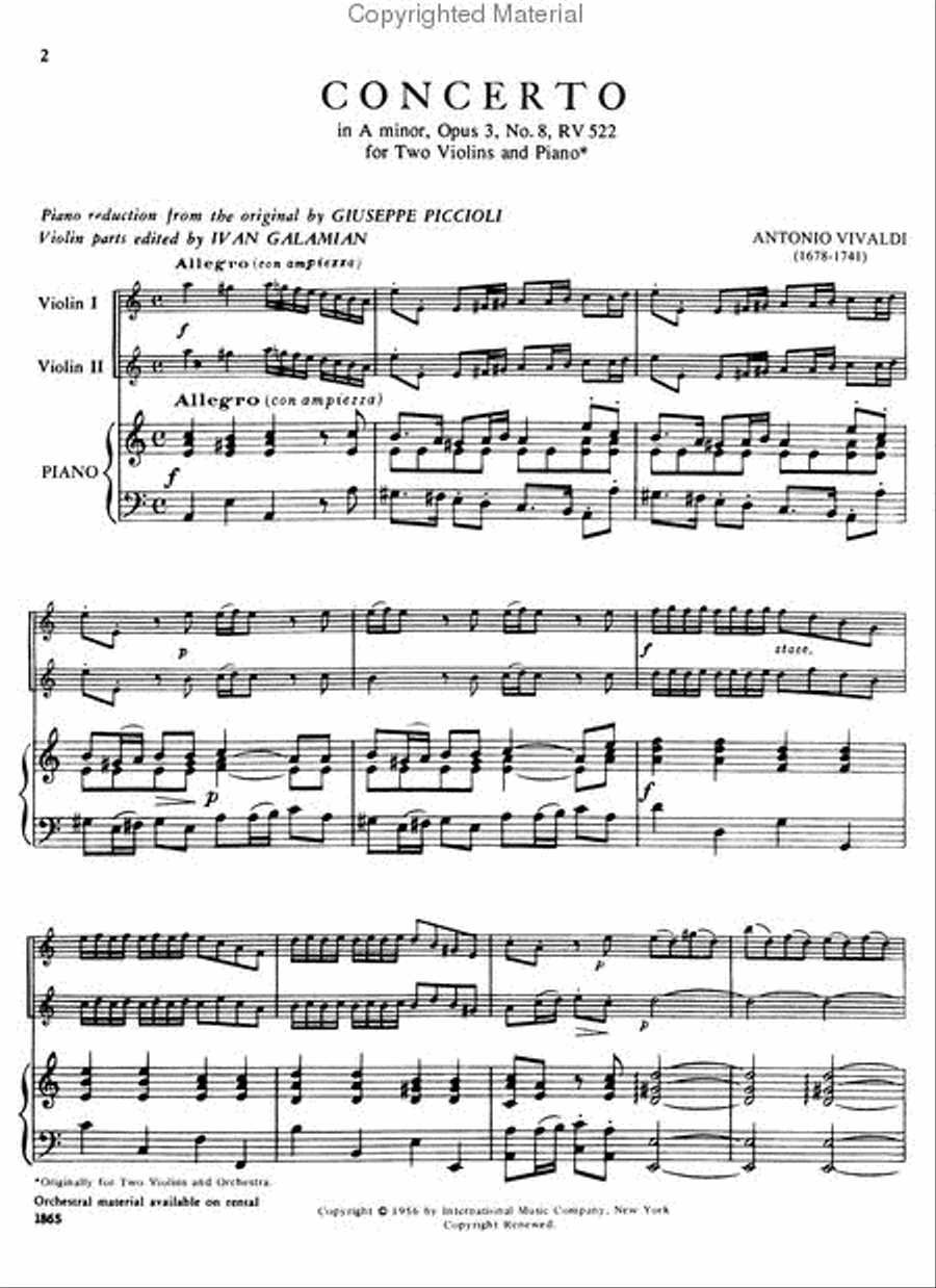 Concerto In A Minor, Rv 522 Violin scores gallery preview page 4