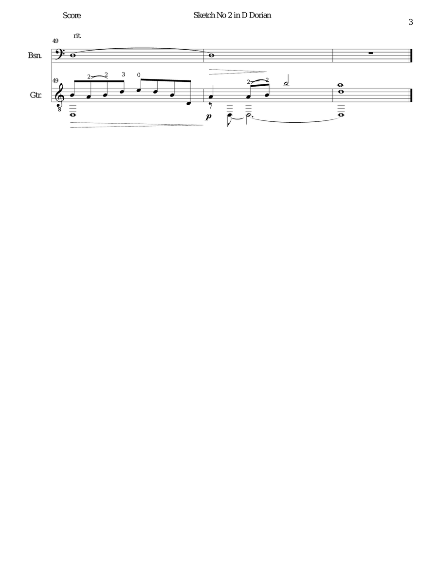 Sketch in D Dorian No 2 for bassoon and guitar Bassoon scores gallery preview page 3