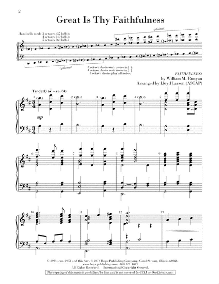 Great Is Thy Faithfulness Handbell Choir scores gallery preview page 2