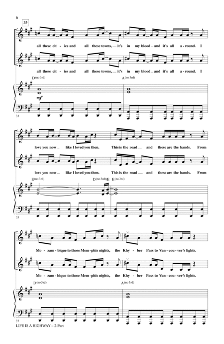 Life Is A Highway (from Cars) (arr. Alan Billingsley) 2-Part scores gallery preview page 5