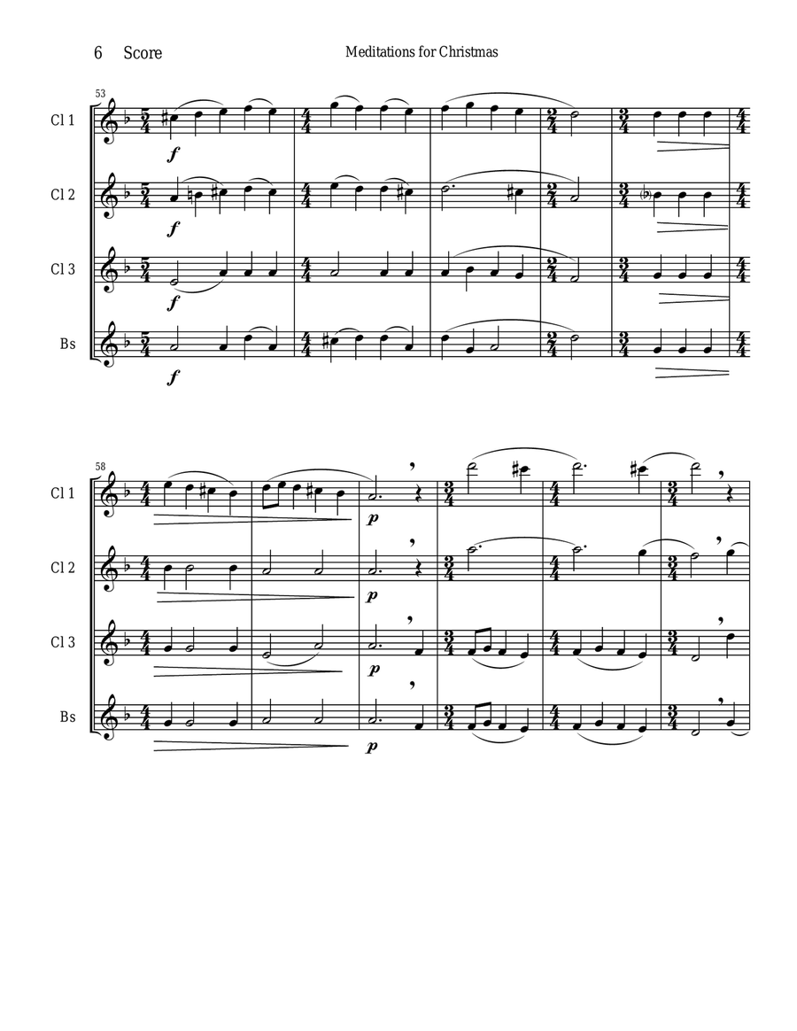 Meditations for Christmas, Russian Chant for Clarinet Quartet Clarinet Quartet scores gallery preview page 6