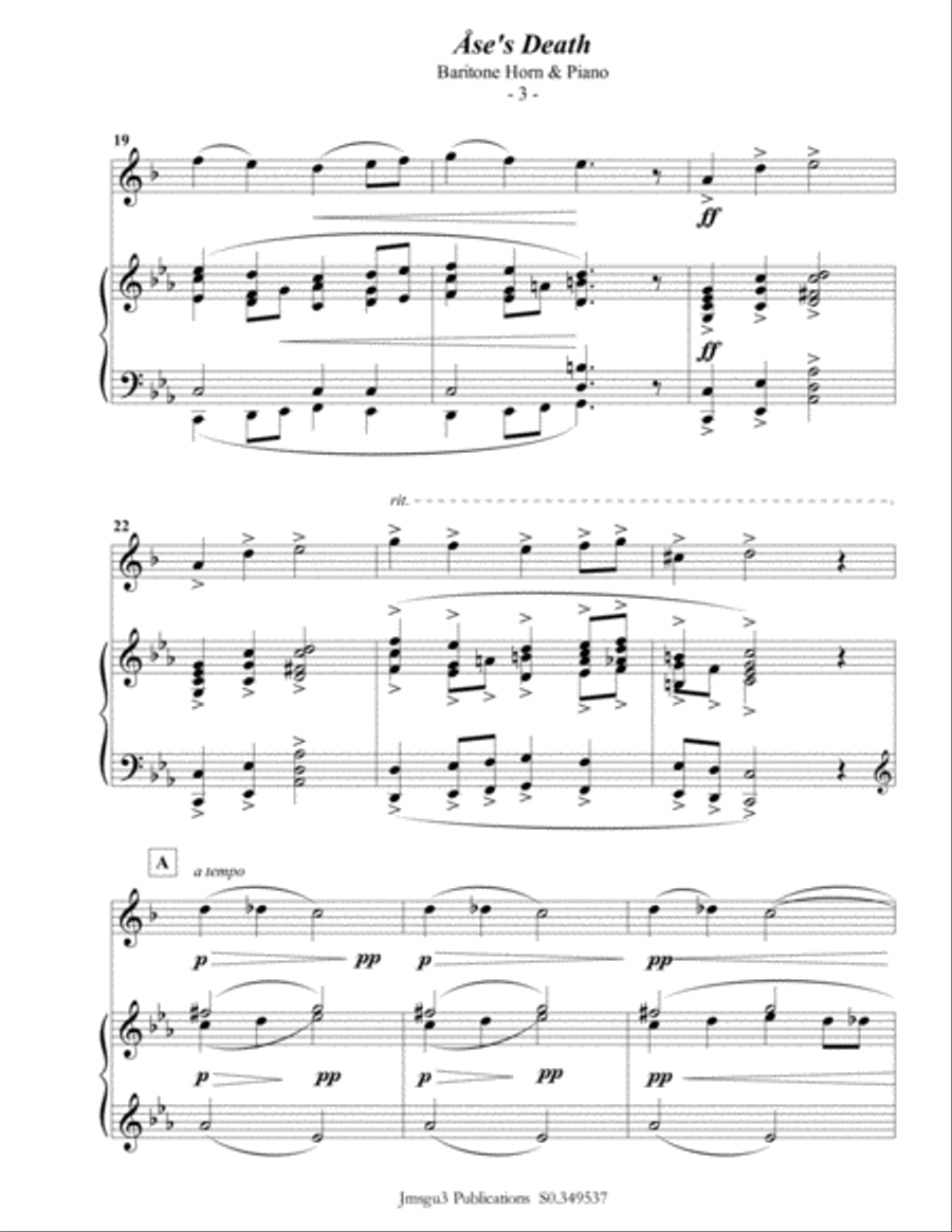 Grieg: Ase's Death from Peer Gynt Suite for Baritone Horn & Piano Brass Duet scores gallery preview page 4