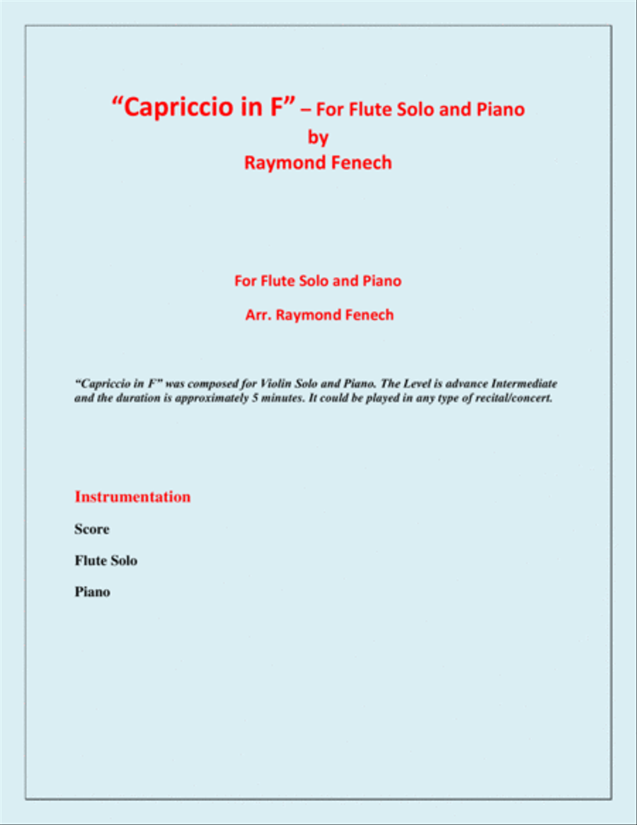 Capriccio in F - For Solo Flute and Piano Flute Solo scores gallery preview page 2