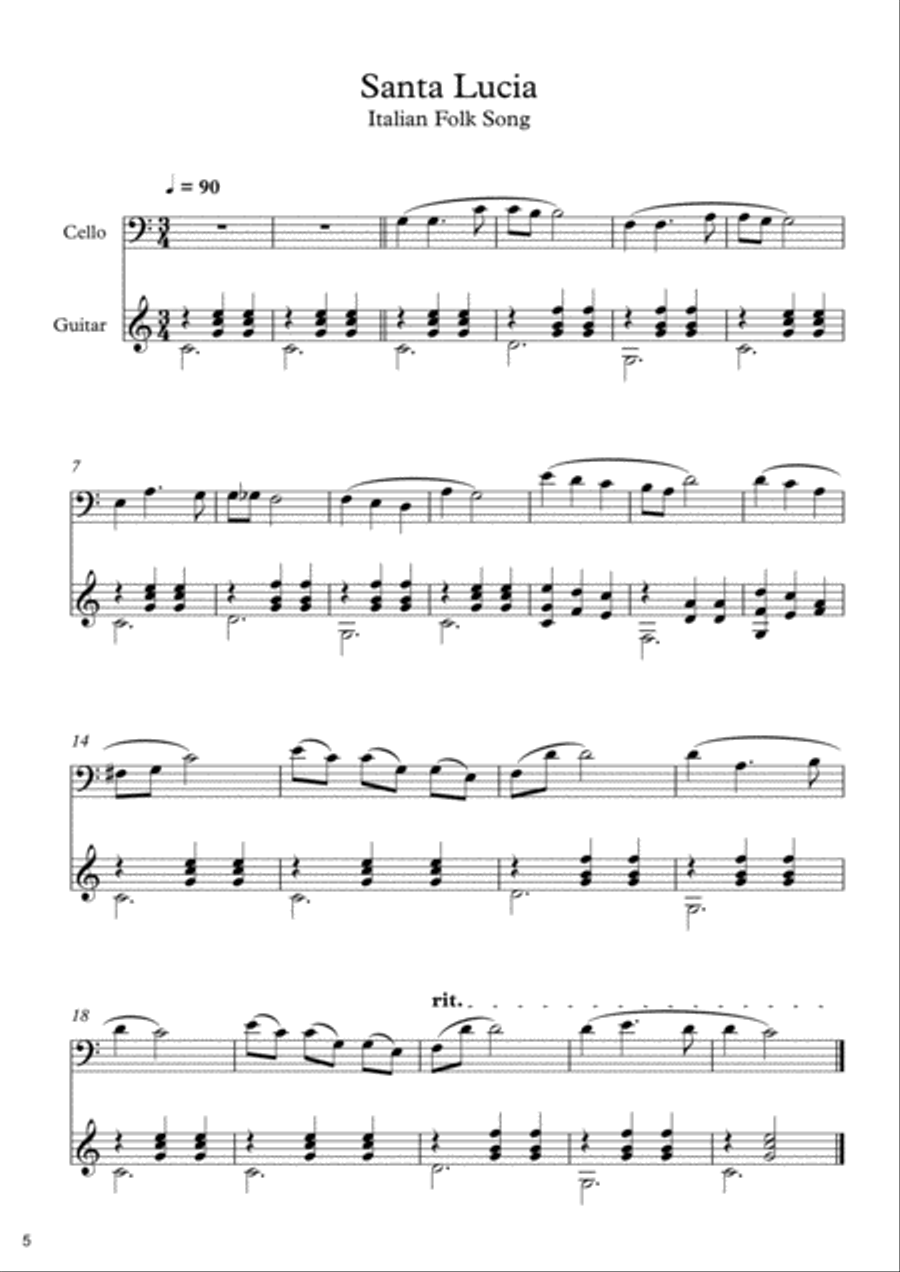 10 Easy Classical Pieces For Cello & Guitar Vol. 2 String Duet scores gallery preview page 6
