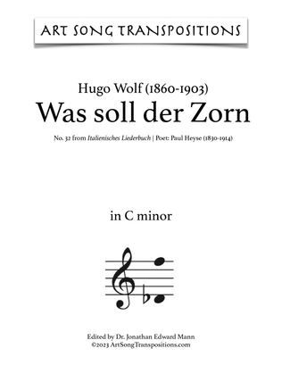 WOLF: Was soll der Zorn (transposed to C minor)