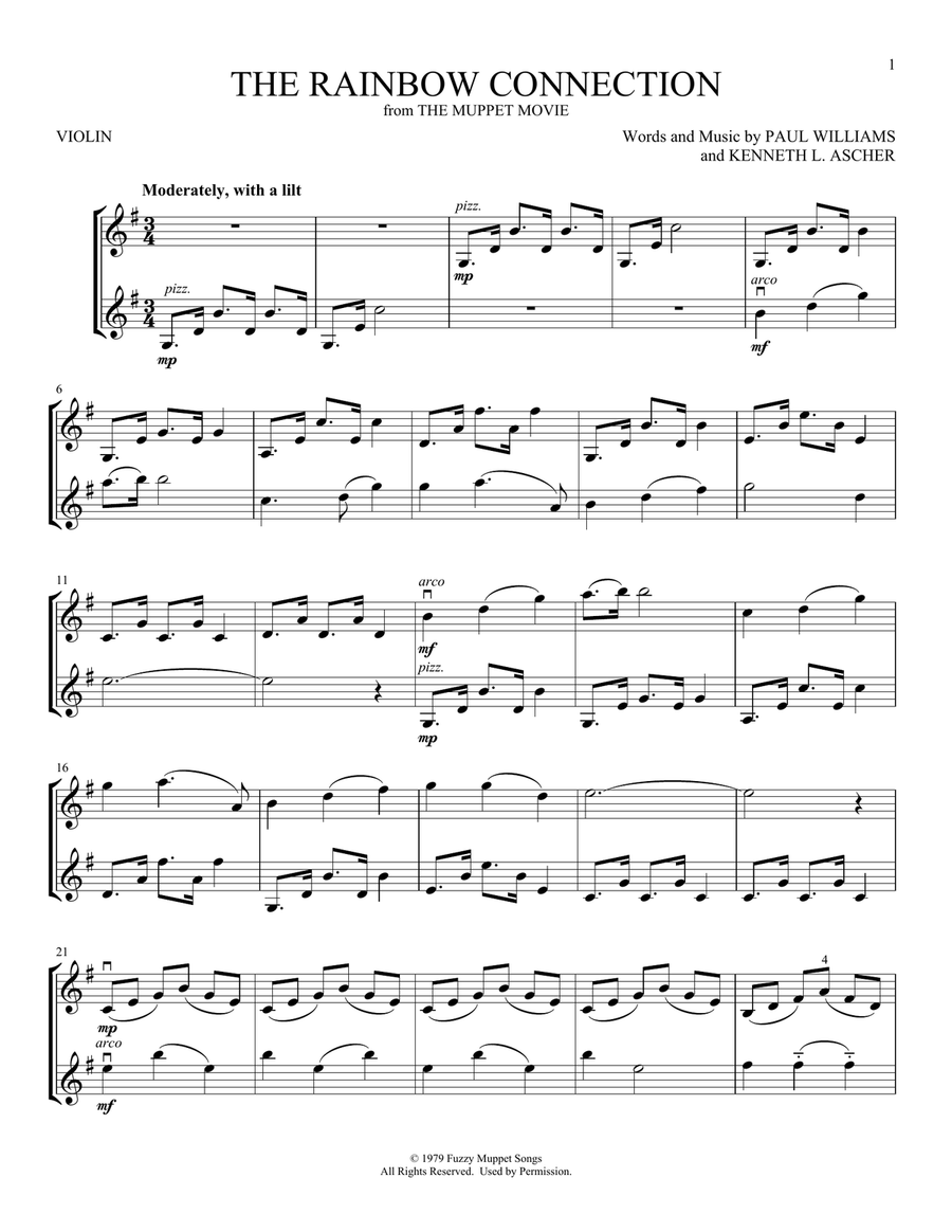 The Rainbow Connection String Duet scores gallery preview page 1