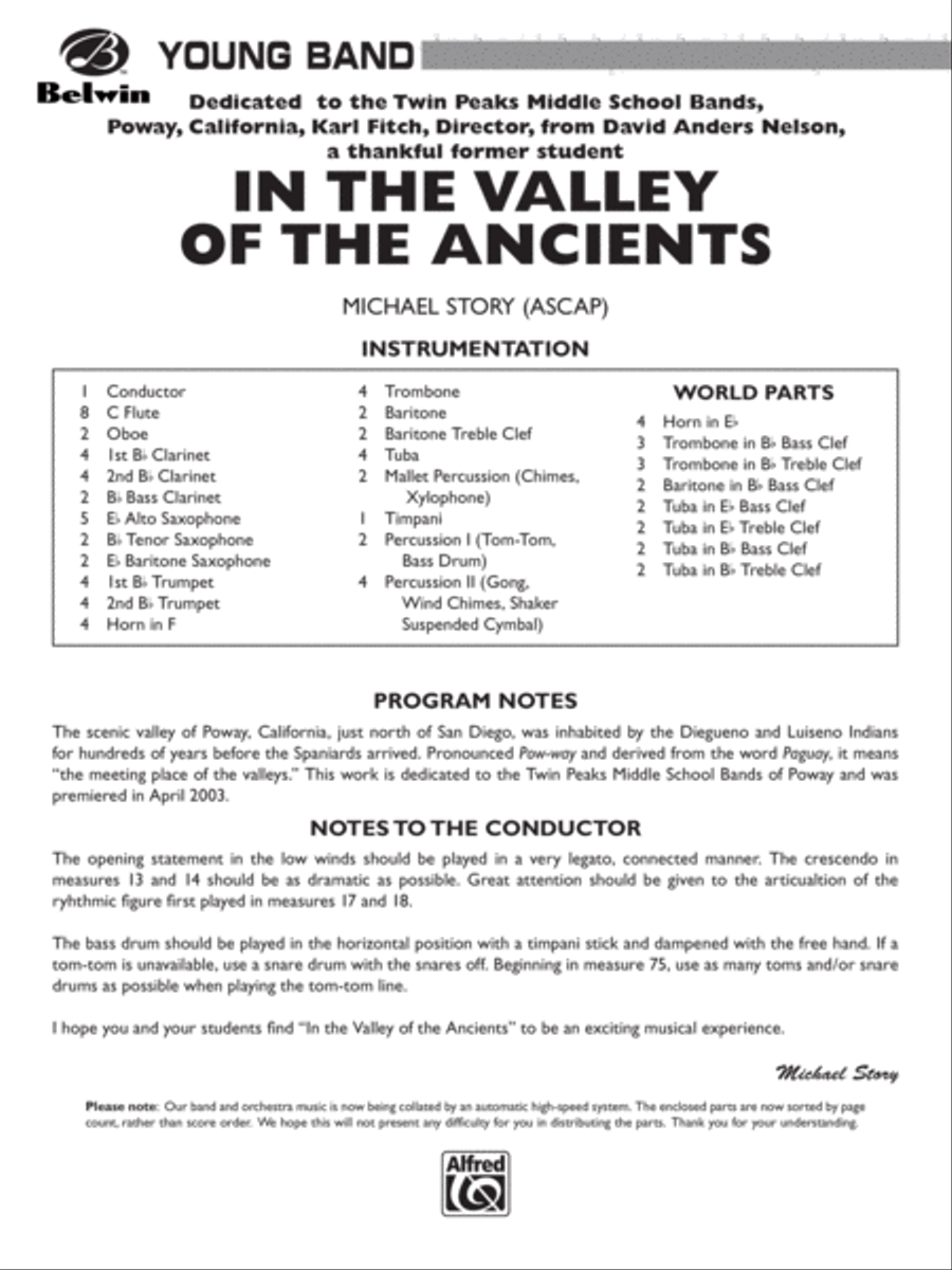 In the Valley of the Ancients: Score Concert Band scores gallery preview page 1
