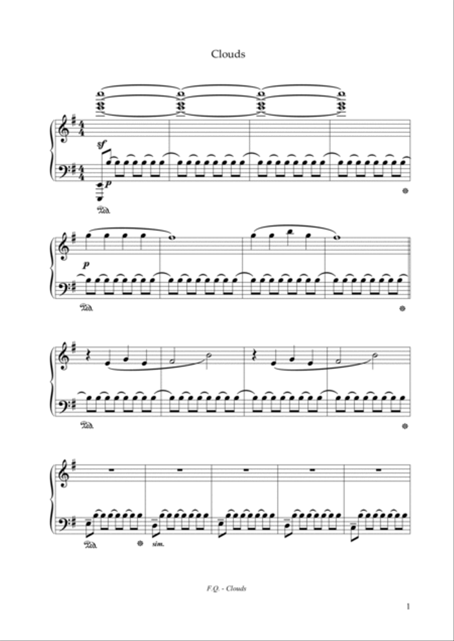 Clouds Piano Solo scores gallery preview page 2