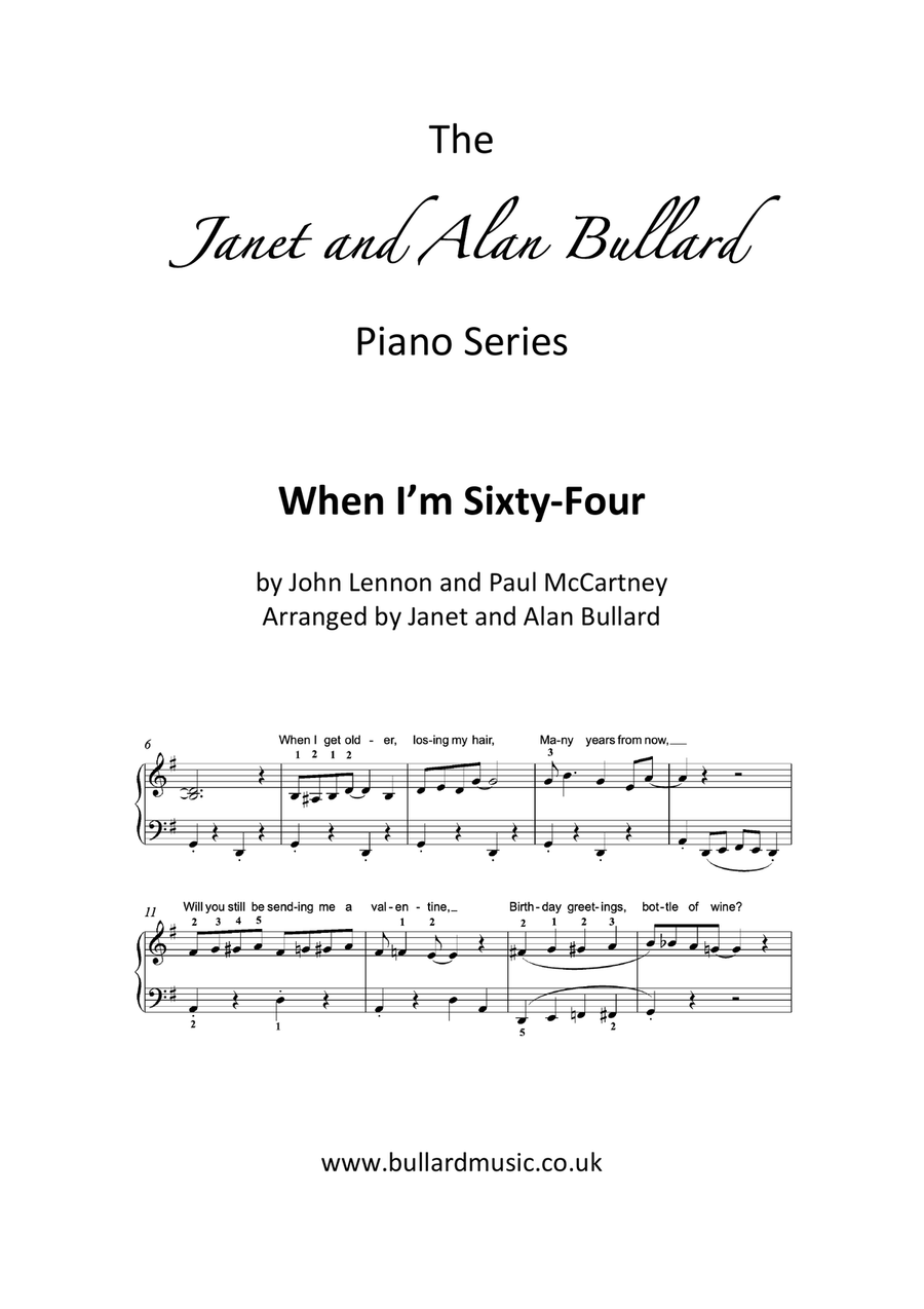 When I'm Sixty-Four Easy Piano scores gallery preview page 1