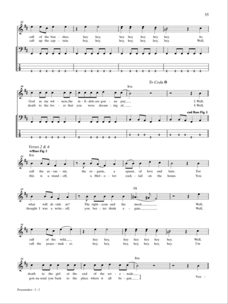 Peacemaker Bass Guitar Tablature scores gallery preview page 2