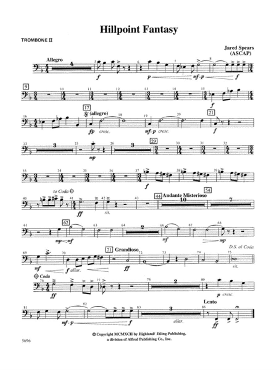 Hill Point Fantasy (Overture for Orchestra): 2nd Trombone Full Orchestra scores gallery preview page 1