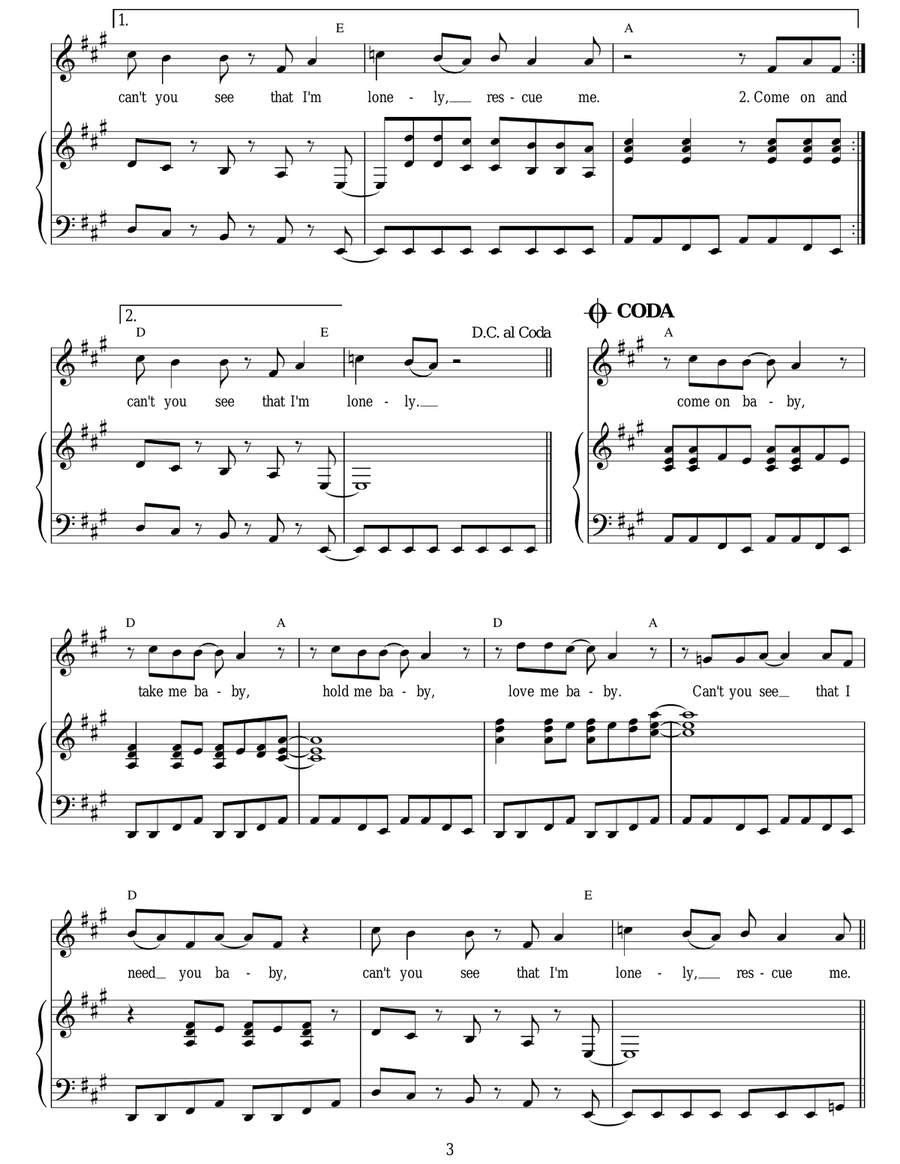 Rescue Me Piano, Vocal scores gallery preview page 3