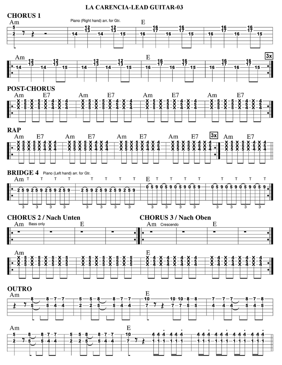 La Carencia Guitar Tablature scores gallery preview page 3