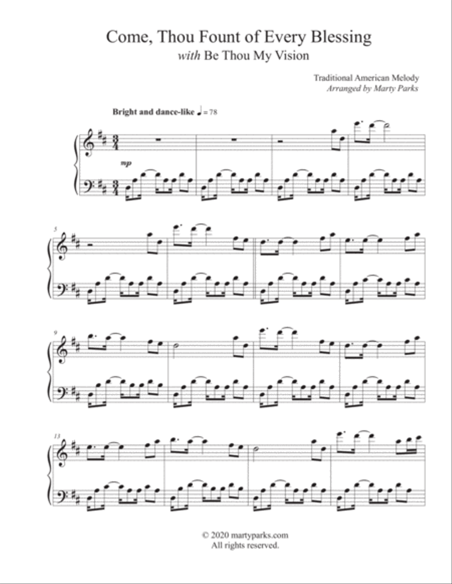 Come, Thou Fount of Every Blessing (Solo Piano) Piano Solo scores gallery preview page 1
