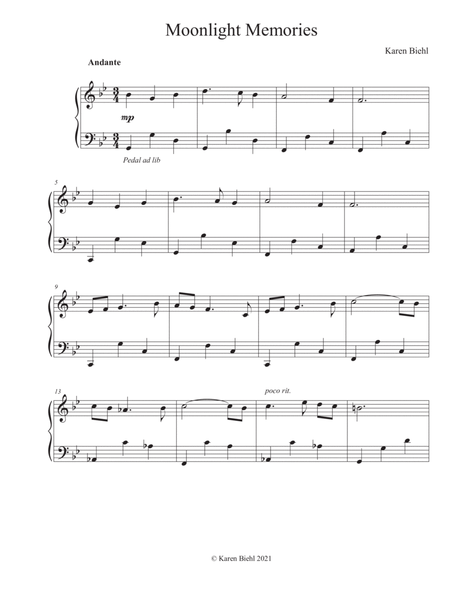Moonlight Memories Piano Solo scores gallery preview page 1