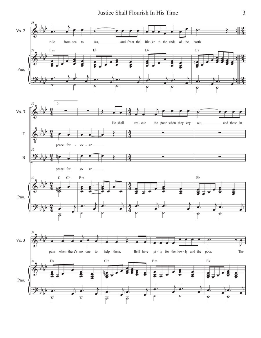 Justice Shall Flourish In His Time (Psalm 72) (Duet for Tenor and Bass solo) Tenor Voice scores gallery preview page 3