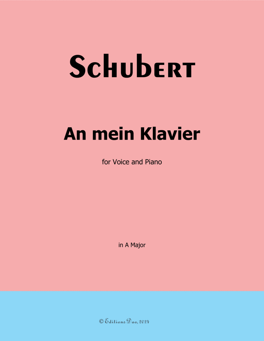 An mein Klavier, by Schubert, D.342, in A Major Voice scores gallery preview page 1