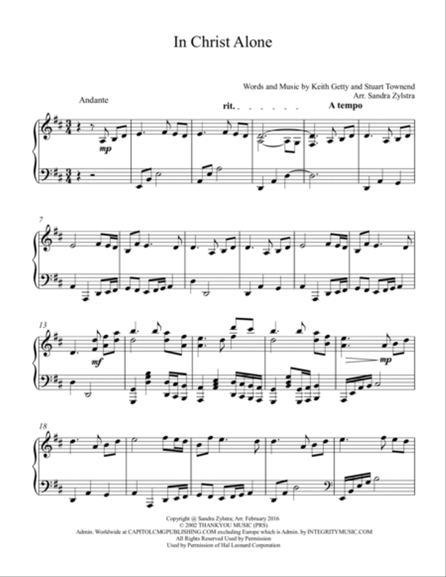 In Christ Alone Piano Solo scores gallery preview page 2
