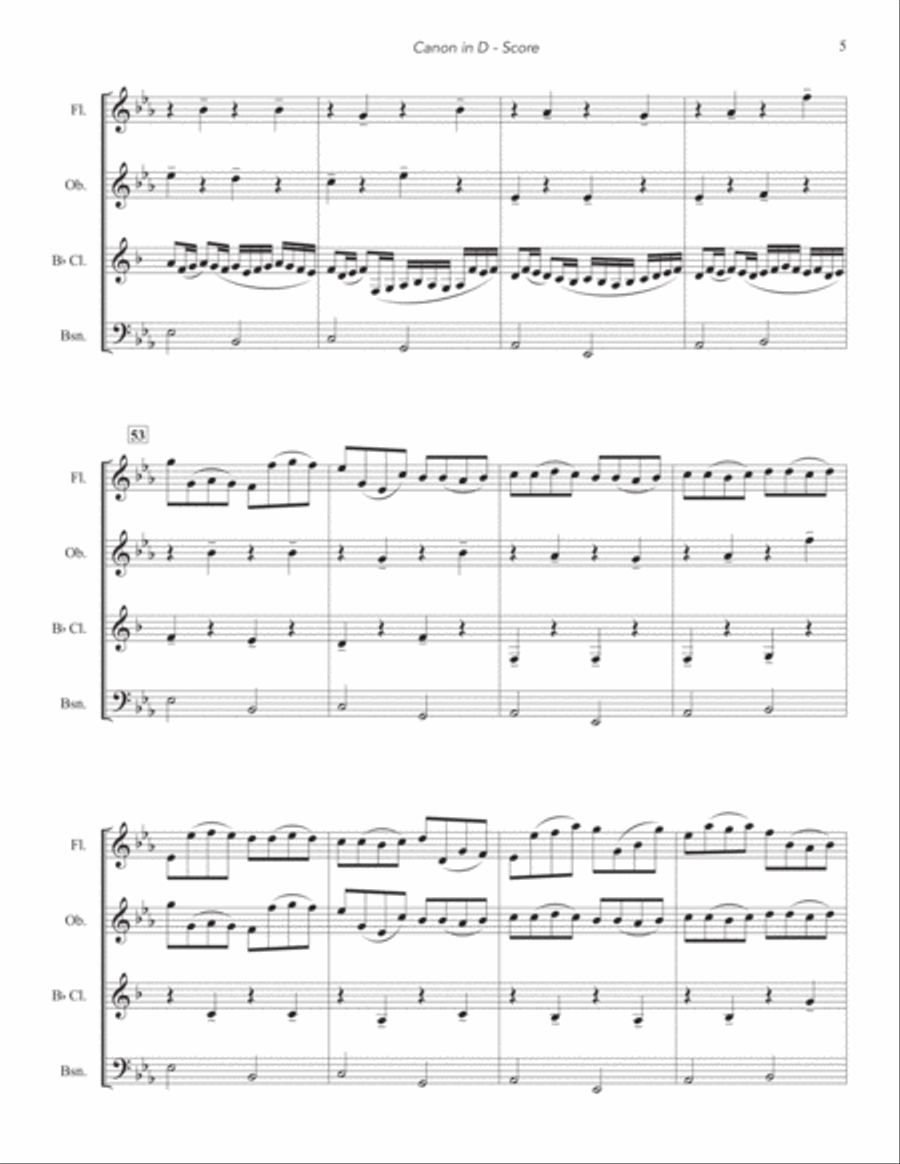 Canon in D Canon in D Woodwind Quartet scores gallery preview page 6