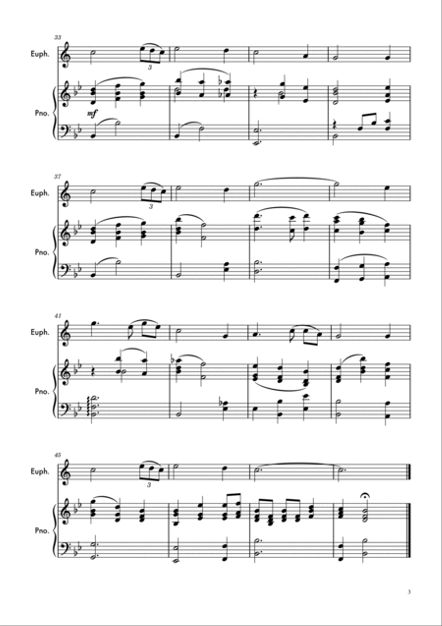 Amazing Grace - Euphonium/Baritone (treble clef) Baritone Horn TC scores gallery preview page 3