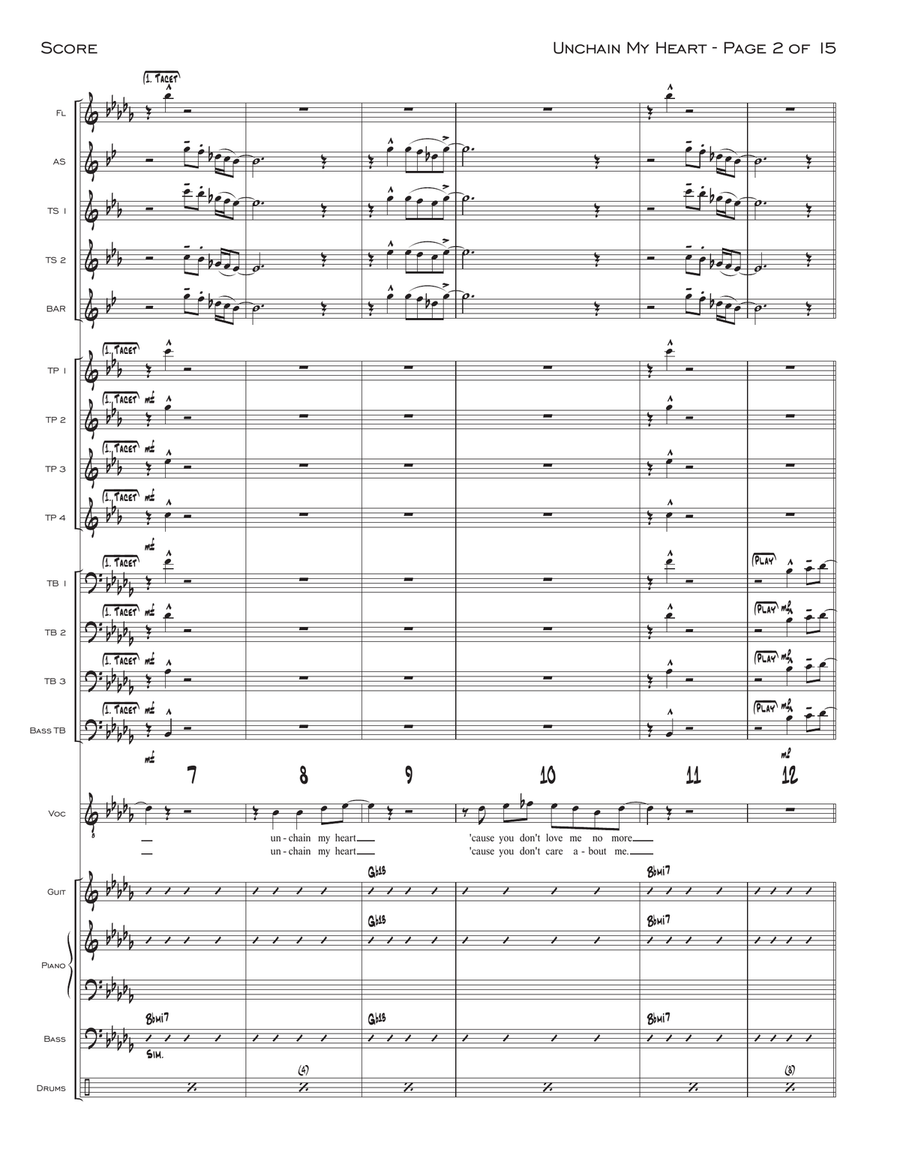 Unchain My Heart Jazz Ensemble scores gallery preview page 2