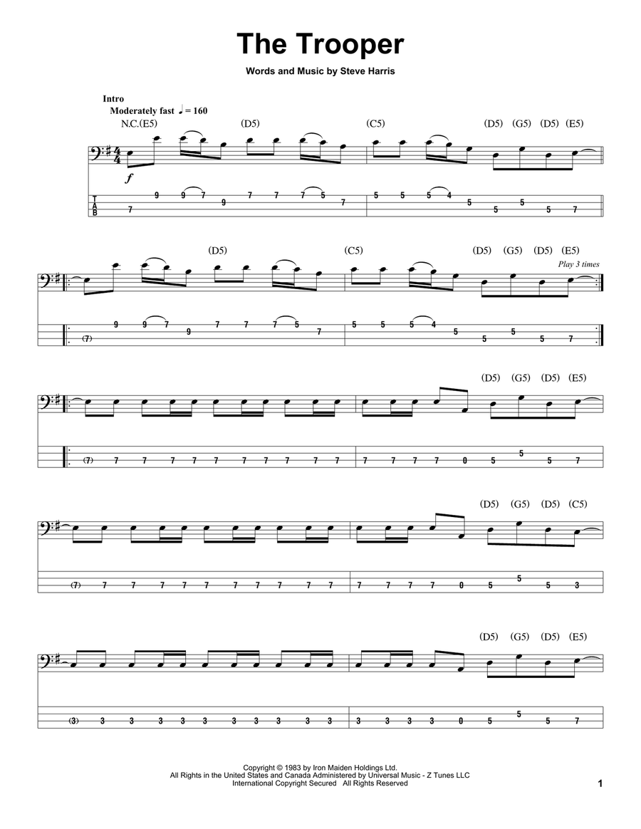 The Trooper Electric Guitar scores gallery preview page 1