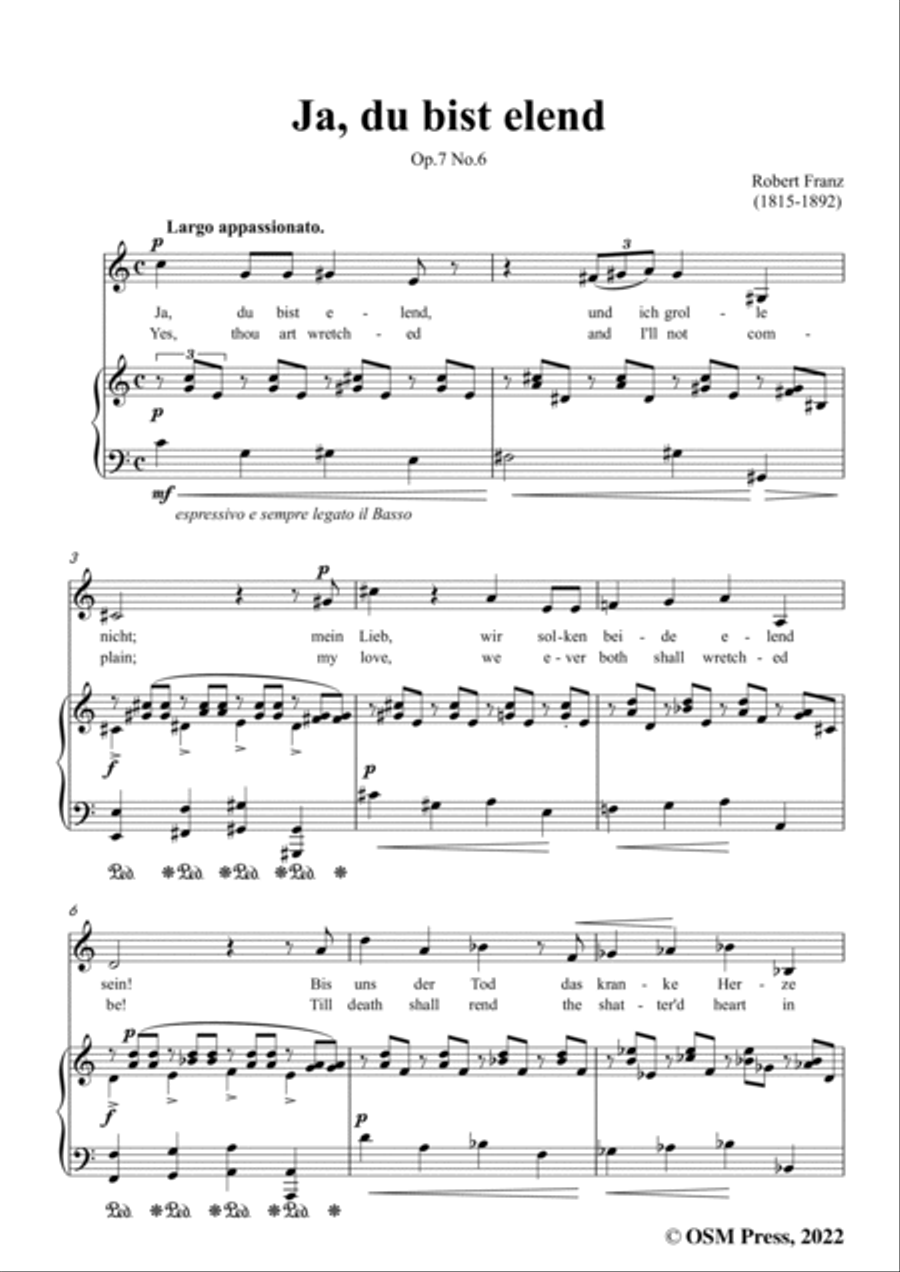 Franz-Ja,du bist elend,in C Major,Op.7 No.6,from 6 Gesange Voice scores gallery preview page 3