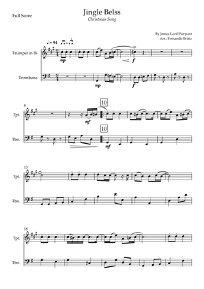 Book cover for Jingle Bells - Jazz Version (Christmas Song) for Trumpet in Bb & Trombone Duo