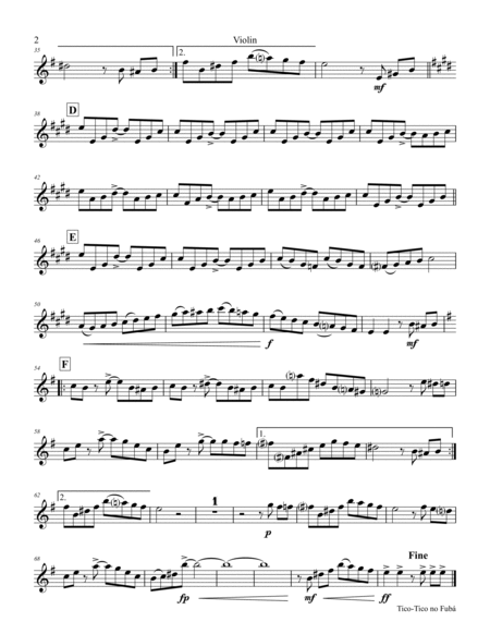 Tico-Tico no Fubá - Choro - Key: E-minor - Piano and Violin