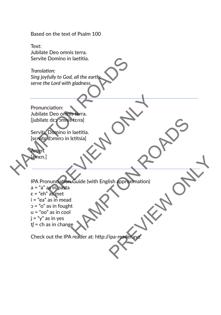 Jubilate Deo (SAB or SATB) 4-Part scores gallery preview page 3