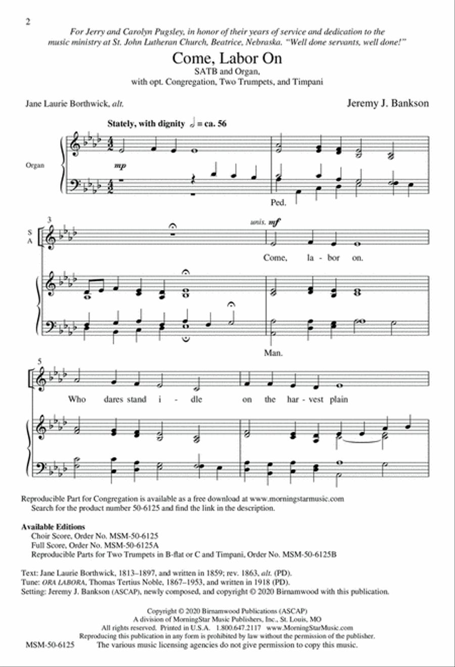Come, Labor On 4-Part scores gallery preview page 2