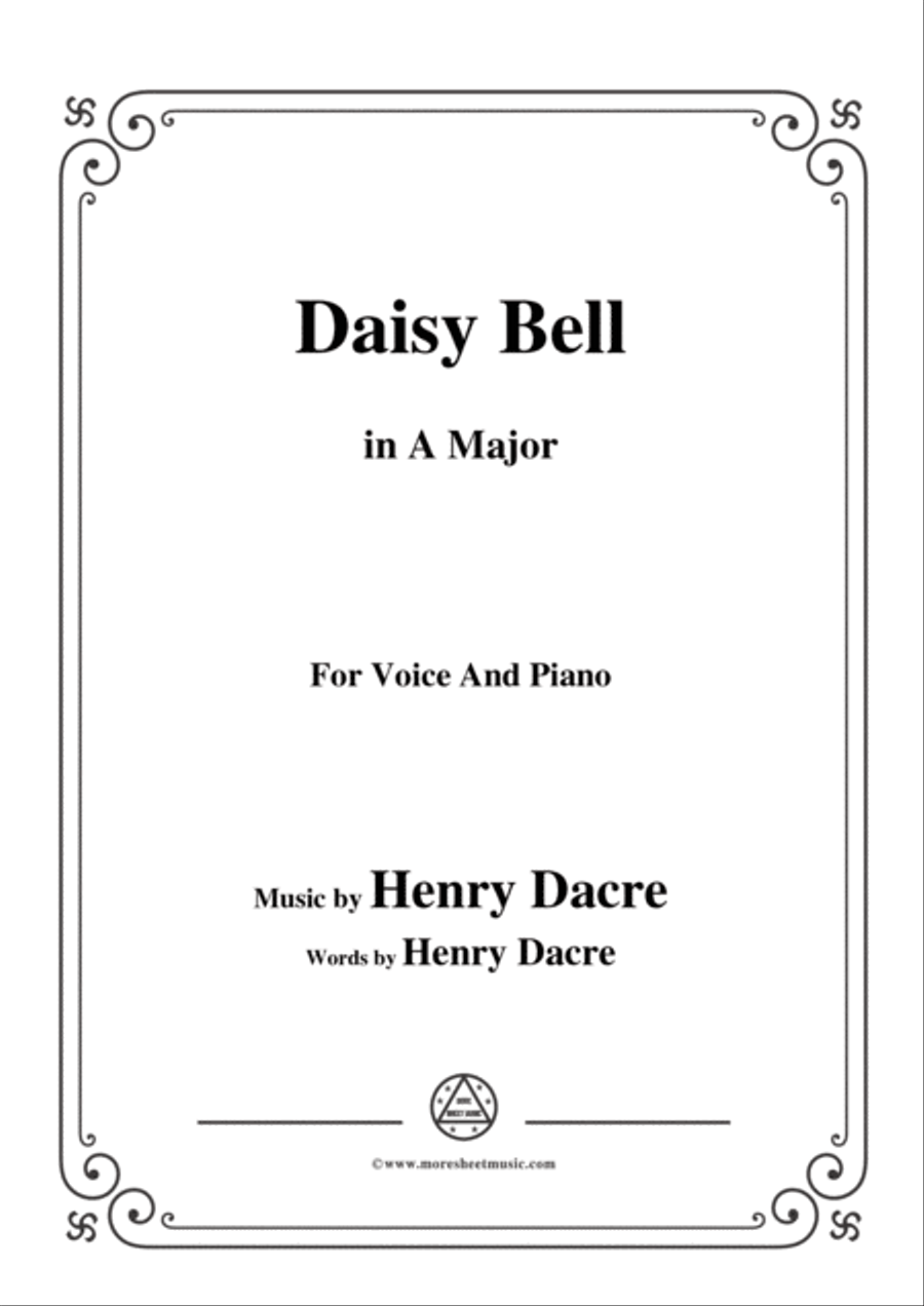 Henry Dacre-Daisy Bell,in A Major,for Voice and Piano Voice Solo scores gallery preview page 1