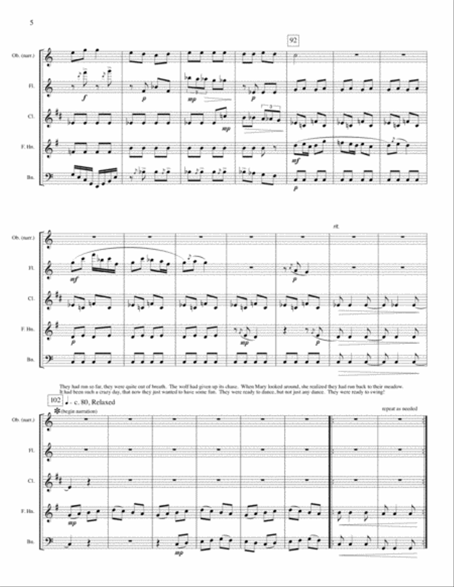 Mary's Little Lamb Mary's Little Lamb Woodwind Quintet scores gallery preview page 5