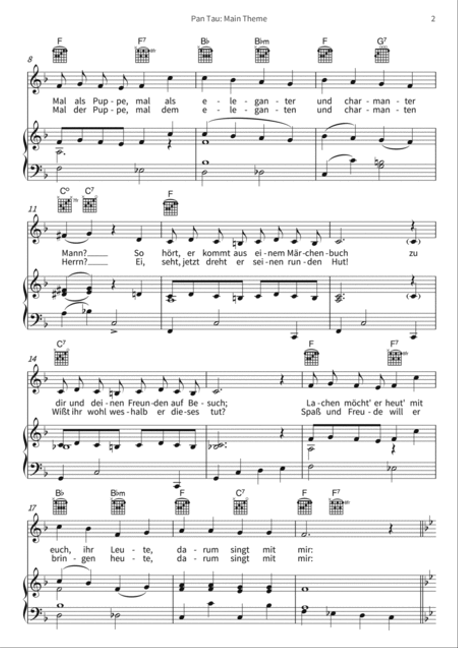 Pan Tau: Main Theme Pan Tau: Main Theme Piano, Vocal, Guitar scores gallery preview page 4