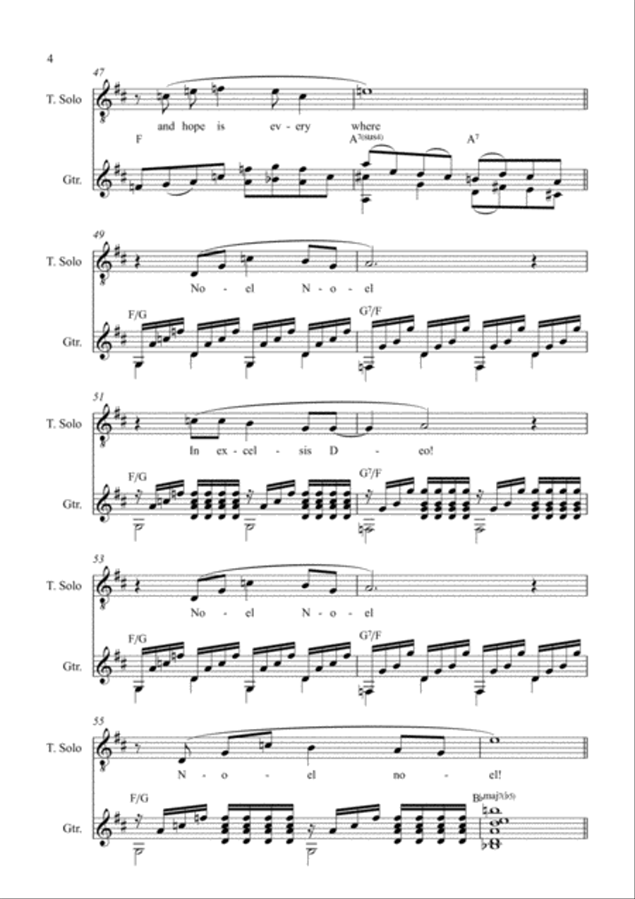 A Song for Christmas (For Tenor and guitar) by Robin Hill Voice Solo scores gallery preview page 4