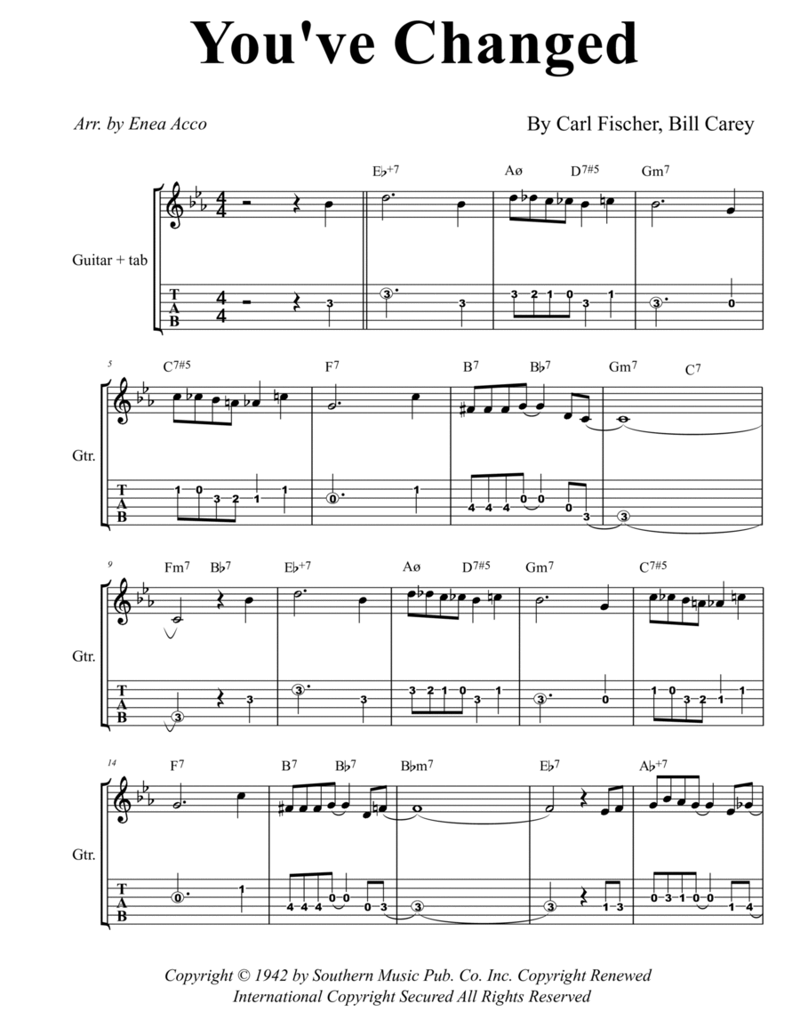 You've Changed Guitar Tablature scores gallery preview page 1