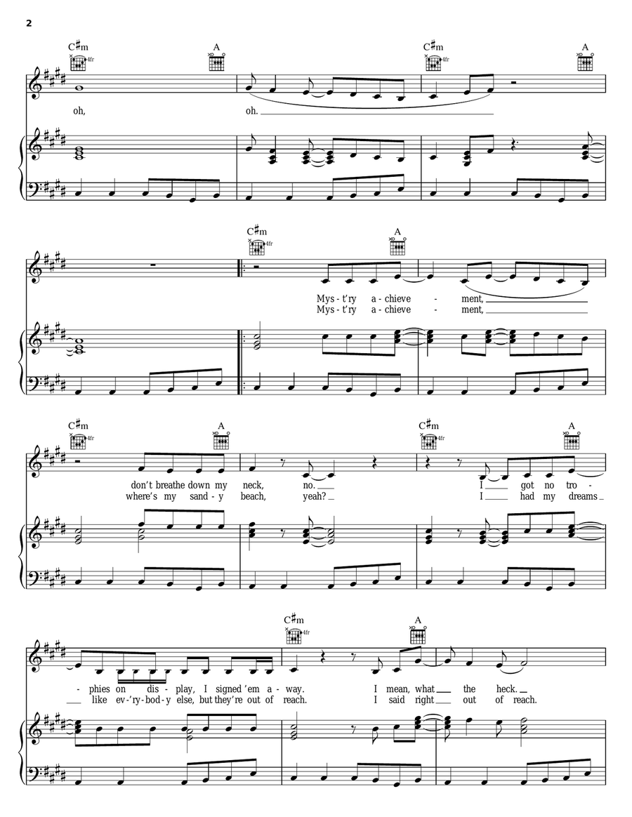 Mystery Achievement Piano, Vocal, Guitar scores gallery preview page 2
