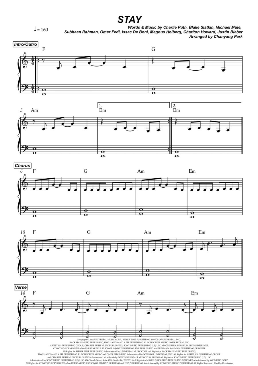 Stay Stay Easy Piano scores gallery preview page 1