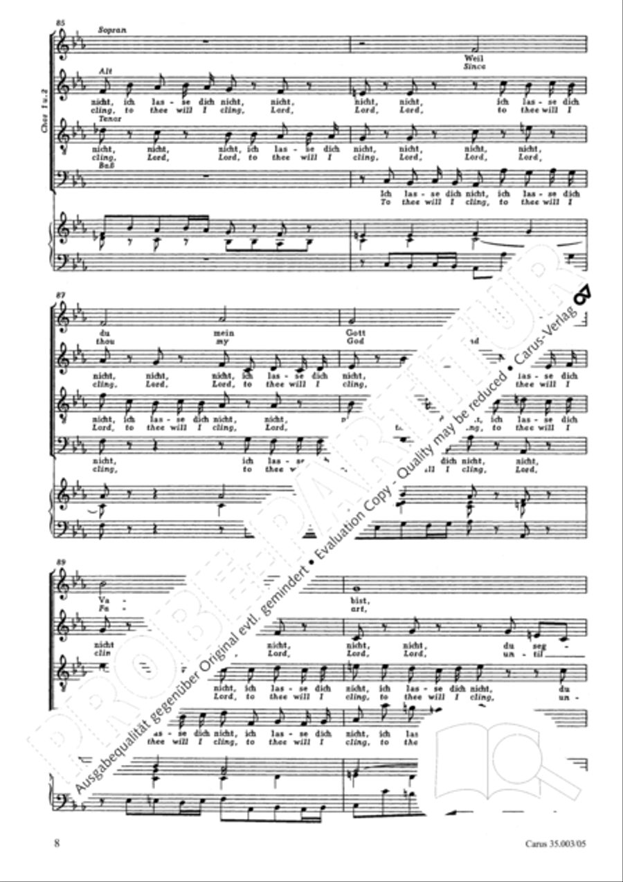Lord, do not depart until I am blessed (Ich lasse dich nicht, du segnest mich denn) 4-Part scores gallery preview page 9