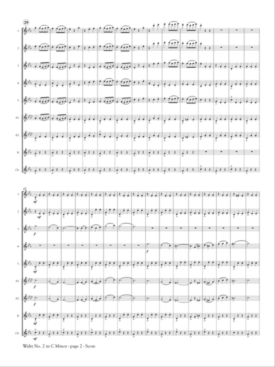 Waltz No. 2 in C Minor for Flute Orchestra Flute Choir scores gallery preview page 3