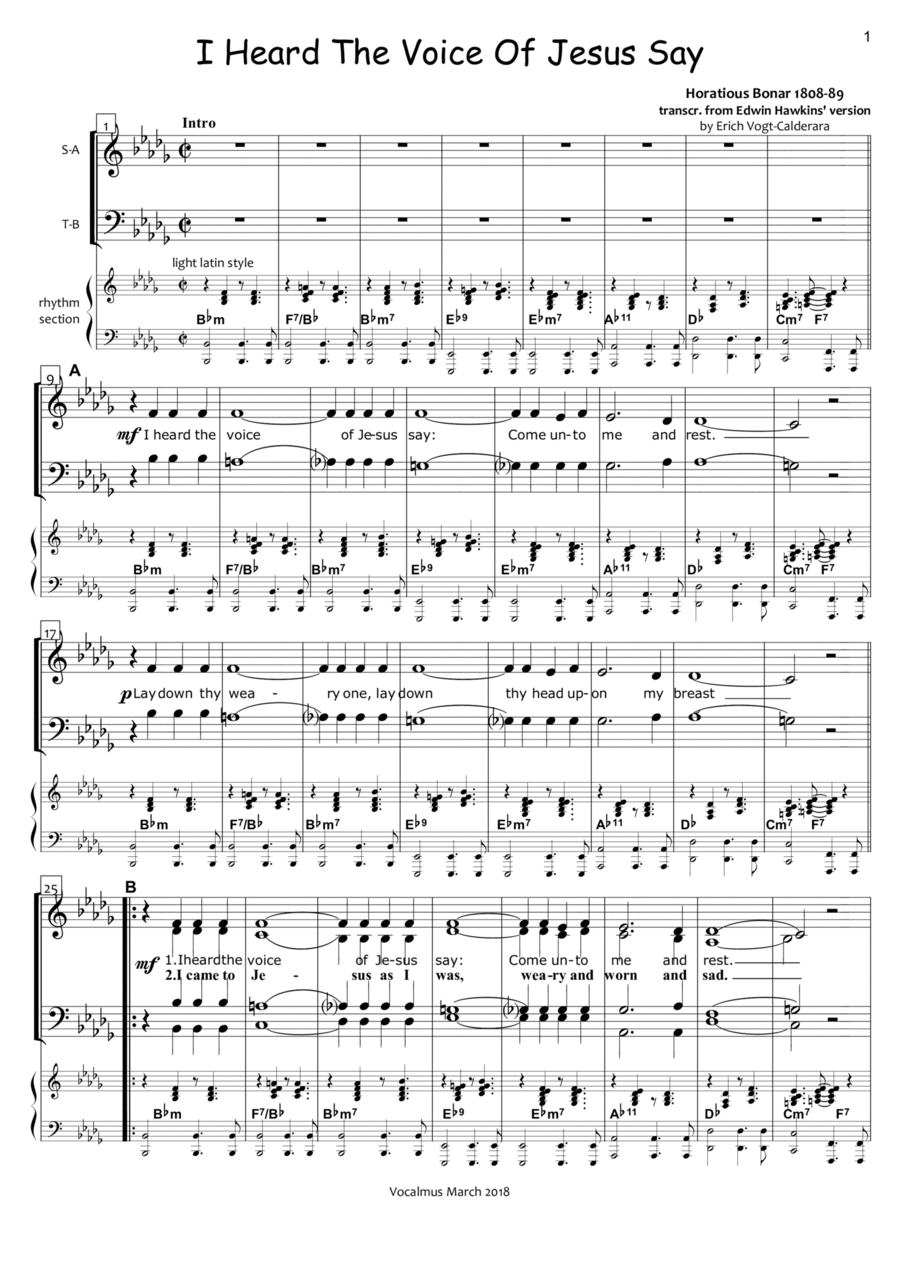 I Heard The Voice Of Jesus Say Voice scores gallery preview page 1