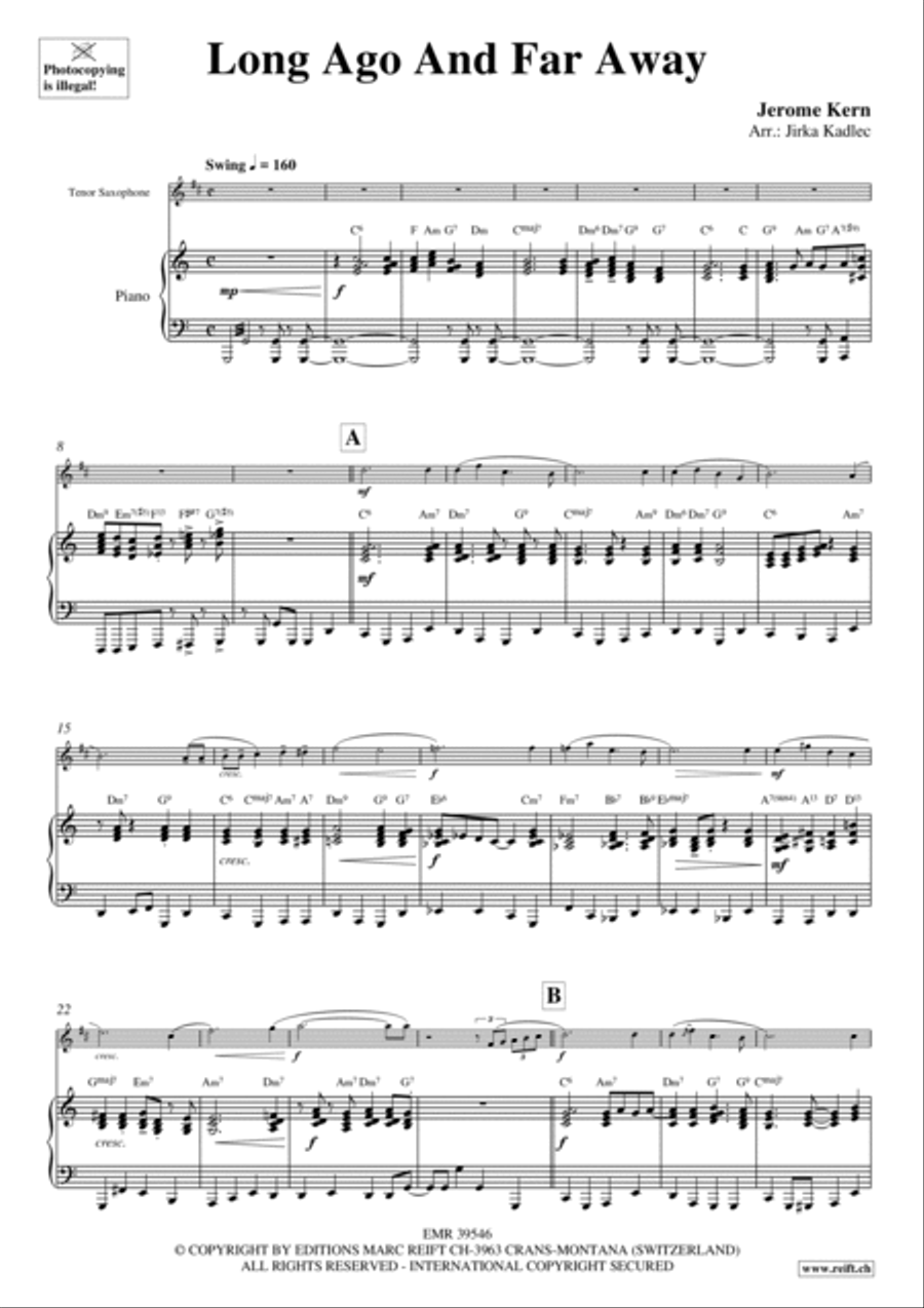 Long Ago And Far Away Tenor Saxophone scores gallery preview page 3