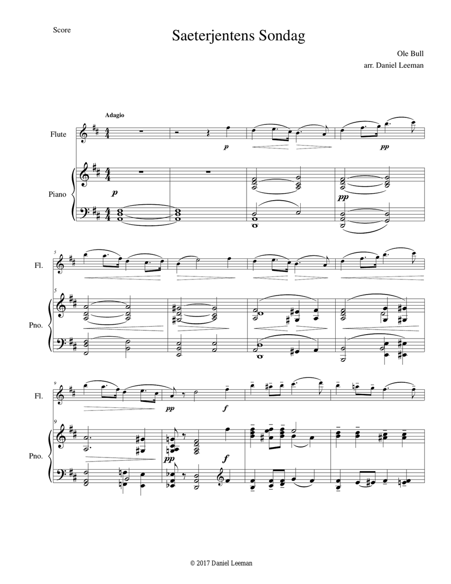 Saeterjentens Sondag for Flute & Piano Flute Solo scores gallery preview page 2