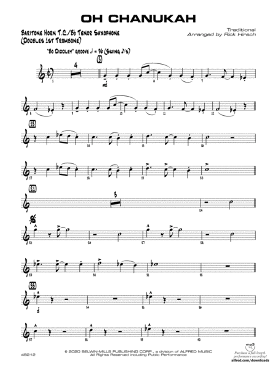 Oh Chanukah: Baritone T.C. Jazz Ensemble scores gallery preview page 1