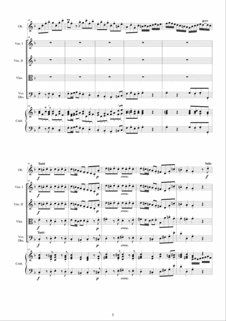 Sammartini - Oboe Concerto in F major No.1 for Oboe, Strings and Cembalo Chamber Orchestra scores gallery preview page 5