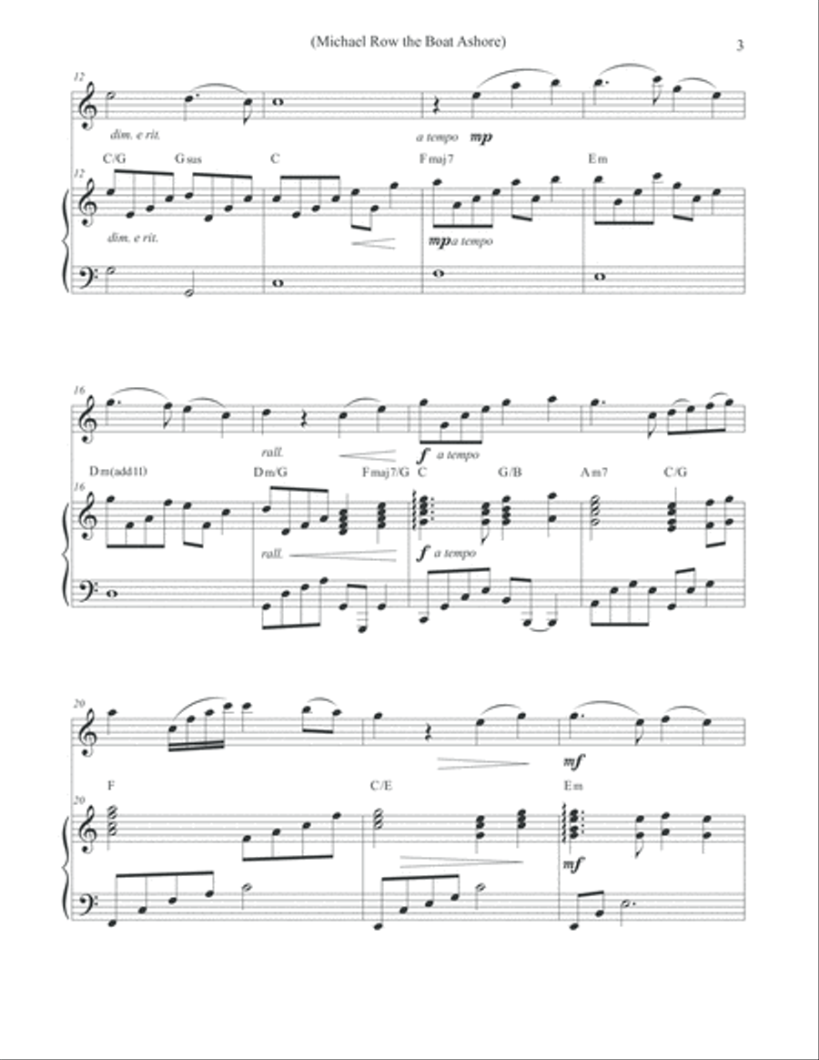 Michael Row the Boat Ashore - Violin & Piano Violin Solo scores gallery preview page 3